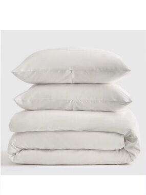 QUINCE Luxury Organic Sateen Duvet Cover Set King/Cal King White 7096